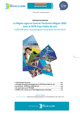 La Région Signe Le Contrat Territoires-Région 2020 Avec Le