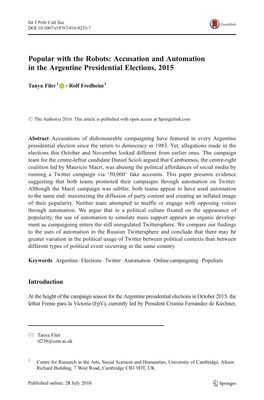 Accusation and Automation in the Argentine Presidential Elections, 2015