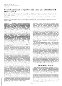 Unusual Carotenoid Composition and a New Type of Xanthophyll Cycle in Plants