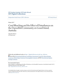 Coral Bleaching and the Effect of Disturbances on the Damselfish Community on Lizard Island, Australia Alejandra Munoz SIT Study Abroad