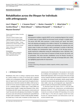 Rehabilitation Across the Lifespan for Individuals with Arthrogryposis