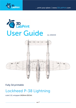 Lockheed P-38 Lightning Scale 1:12, Wingspan 1410Mm (55.5In)