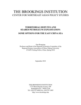 Some Options for the East China Sea