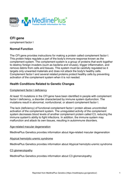 CFI Gene Complement Factor I