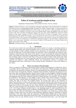 Tribes of Arasbaran and Qaradaghis in Iran Hojat Niknafs Department of Iranian Studies Yerevan State University, Yerevan, Armenia