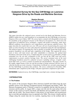 Cadastral Survey for the Sea Cliff Bridge on Lawrence Hargrave Drive by the Roads and Maritime Services