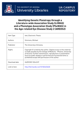 And a Deep Phenotype Association Study (Deepas) with Data from the Age‐Related Eye Disease Study 2 (Areds2)