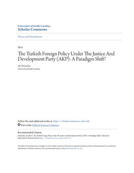 The Turkish Foreign Policy Under the Justice and Development Party (AKP): a Paradigm Shift?