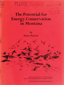 The Potential for Energy Conservation in Montana