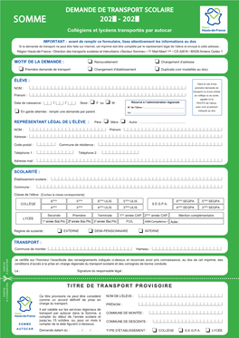 Demande De Transport Scolaire 202 - 22002