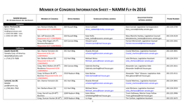 Member of Congress Information Sheet – Namm Fly-In 2016