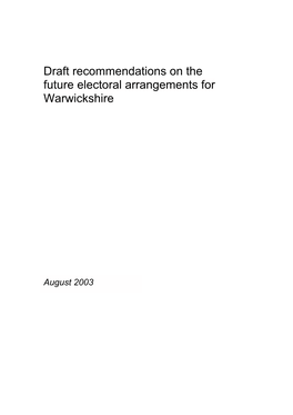 Draft Recommendations on the Future Electoral Arrangements for Warwickshire