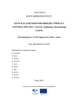 Tartu Ülikool EESTI MEREINSTITUUT