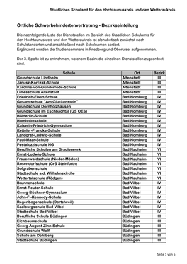 Örtliche Schwerbehindertenvertretung - Bezirkseinteilung