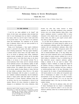 Pulmonary Edema in Severe Bronchospasm Charles Her, M.D