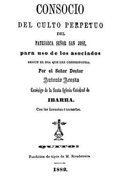 Del Culto Perpetuo Del Patriarca Señor San José Para Uso De Los