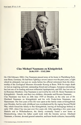 Clas Michael Naumann Zu Königsbrück 26.06.1939 - 15.02.2004