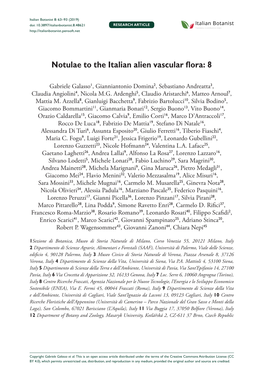 Notulae to the Italian Alien Vascular Flora: 8 63 Doi: 10.3897/Italianbotanist.8.48621 RESEARCH ARTICLE