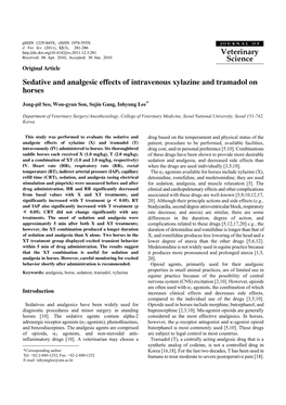 Veterinary Science Sedative and Analgesic Effects of Intravenous