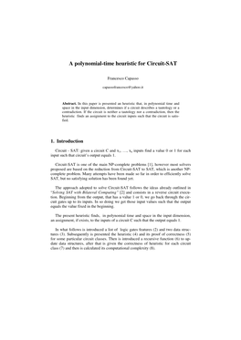 A Polynomial-Time Heuristic for Circuit-SAT