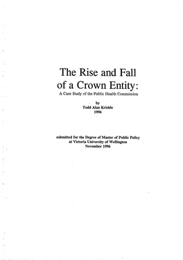 The Riseand Fall of a Crown Entity: a Case Study of the Public Health Commission