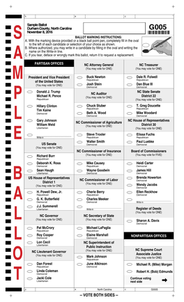 G0005 November 8, 2016 *G0005* BALLOT MARKING INSTRUCTIONS: |A