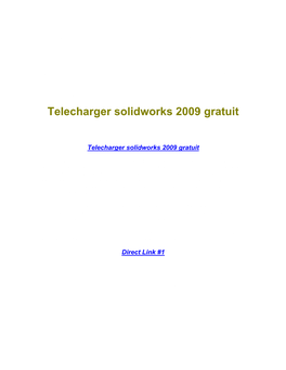 Telecharger Solidworks 2009 Gratuit