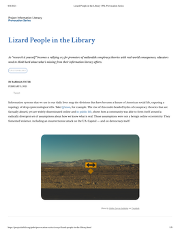 Lizard People in the Library | PIL Provocation Series