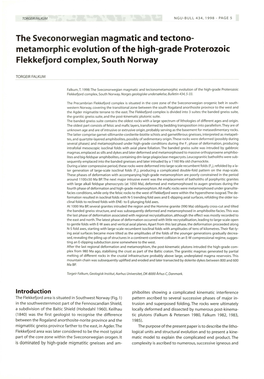 The Sveconorwegian Magmatic and Tectono- Metamorphic Evolution Of