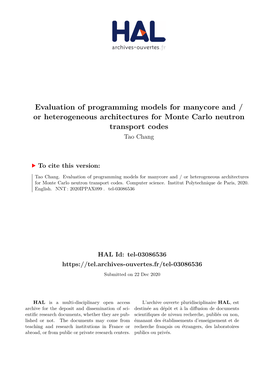 Evaluation of Programming Models for Manycore And/Or Heterogeneous