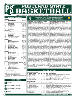 2019-20 Portland State Women's Basketball Weekly Notes