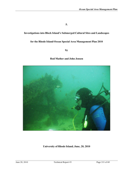 5. Investigations Into Block Island's Submerged Cultural Sites And