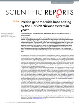 Precise Genome-Wide Base Editing by the CRISPR Nickase System in Yeast