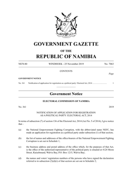 Government Gazette Republic of Namibia