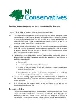 NI Conservatives Response