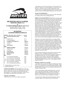 2007 Hofstra Men's Lacrosse Hofstra Pride