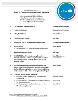 Board of Trustees of the Utah Transit Authority