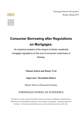 Consumer Borrowing After Regulations on Mortgages