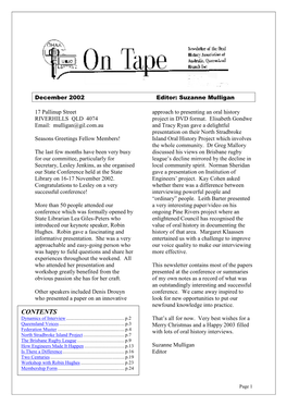 OHAA QLD Newsletter, December 2002 (Brisbane State Conference)