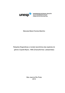 Manoela Maria Ferreira Marinho Relações Filogenéticas E Revisão