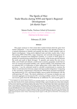 The Spoils of War: Trade Shocks During WWI and Spain's Regional