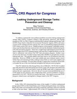 Leaking Underground Storage Tanks: Prevention and Cleanup