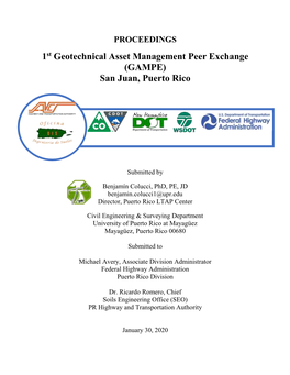 1St Geotechnical Asset Management Peer Exchange (GAMPE) San Juan, Puerto Rico