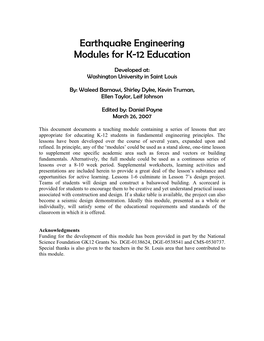 Earthquake Engineering Modules for K-12 Education