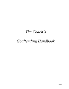 Coach's Goaltending Handbook