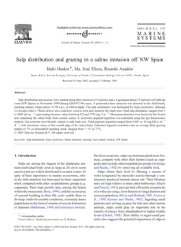 Salp Distribution and Grazing in a Saline Intrusion Off NW Spain