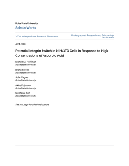 Potential Integrin Switch in NIH/3T3 Cells in Response to High Concentrations of Ascorbic Acid