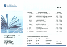 Fahrplan 2019 Mo-B Ausleihtage Alle 3 Wochen, Immer Montags Fahrbücherei 11 Im Kreis Stormarn 21.Januar 15