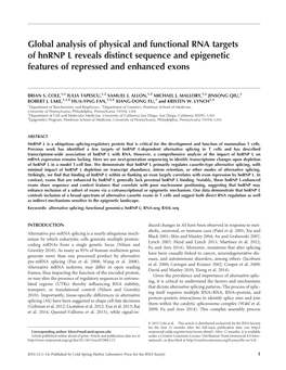 Global Analysis of Physical and Functional RNA Targets of Hnrnp L Reveals Distinct Sequence and Epigenetic Features of Repressed and Enhanced Exons