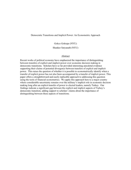Democratic Transitions and Implicit Power: an Econometric Approach
